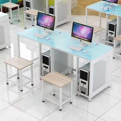 学校微机室机房翻转电脑桌学生多媒体培训计算机室单双人电脑桌椅